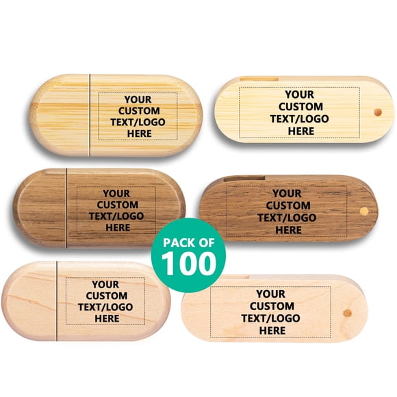 Unidades flash USB Paintechz Custom Logo Wood de 2 GB, paquete de 100