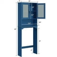 thumbnail image 3 of Yaheetech Armoire de Rangement de Toilette Moderne Autoportante avec Armoire en Verre Trempé à 2 Portes, Bleu Marine, 3 of 7