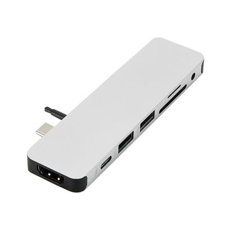 Hyper - 7-Port Universal USB-C Hub - USB-C Docking Station for Laptops - Silver