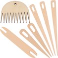 thumbnail image 1 of 7PCS Wooden Weaving Tool Wood Weaving Needle Weaving Shuttle Weaving Loom Comb, 1 of 10