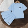 thumbnail image 5 of FSYBOA Girls Summer Outfit Sets, 2 Piece Short Sleeve Casual T-shirts and Shorts Sets Blue Size 5T, 5 of 5