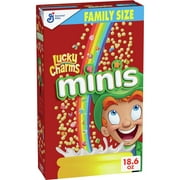 Lucky Charms Minis Cereal with Marshmallows, Kids Breakfast Cereal, Family Size, 18.6 oz