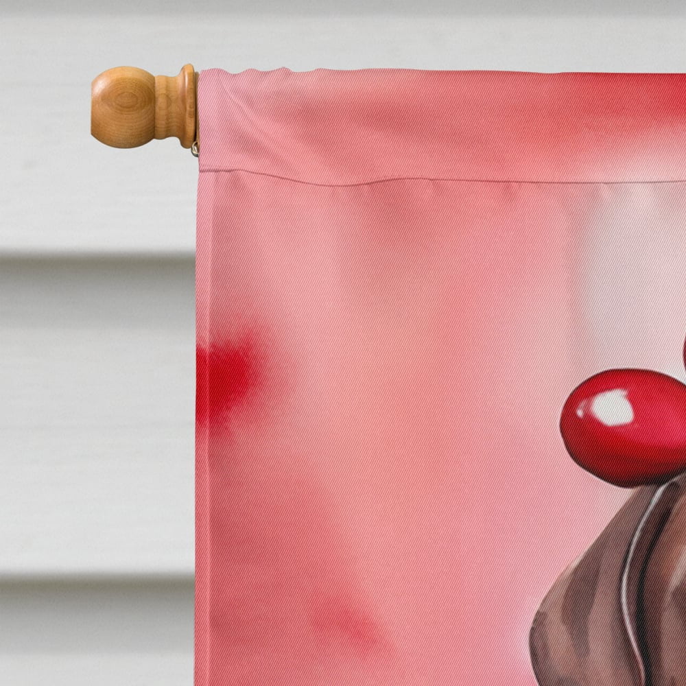 Chocolate Labrador Retriever My Valentine House Flag 28 in x 40 in
