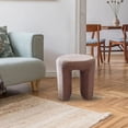 thumbnail image 2 of Aria Home Horseshoe Upholstered Stool Teddy Luxe Footrest Seat for Modern Living Room Accent, Brown, 2 of 7