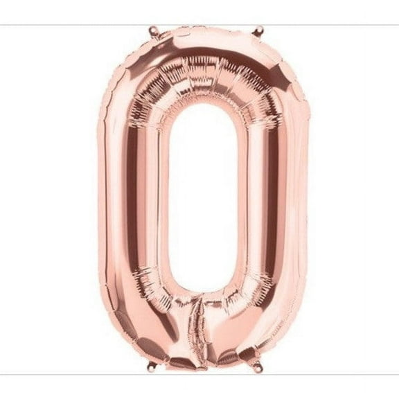 34 inch Number 0 - Northstar - Rose Gold Foil Mylar Balloon - Party Supplies Decorations
