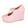 thumbnail image 2 of GERsome Closed Toe Wedge Heels for Women Elastic Ankle Strap Slip-On Casual Work Pumps Dress Shoes, Pink Size 9.5, 2 of 8