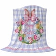 thumbnail image 6 of Happy Easter Blanket Soft Cozy Warm Throw Blanket for Couch, Plush Fuzzy Flannel Fleece Blankets for Sofa, Rabbits Bows Spring Tulips Eggs Purple Plaid Bed Blankets Lightweight Gifts for Men, 50"x80", 6 of 9
