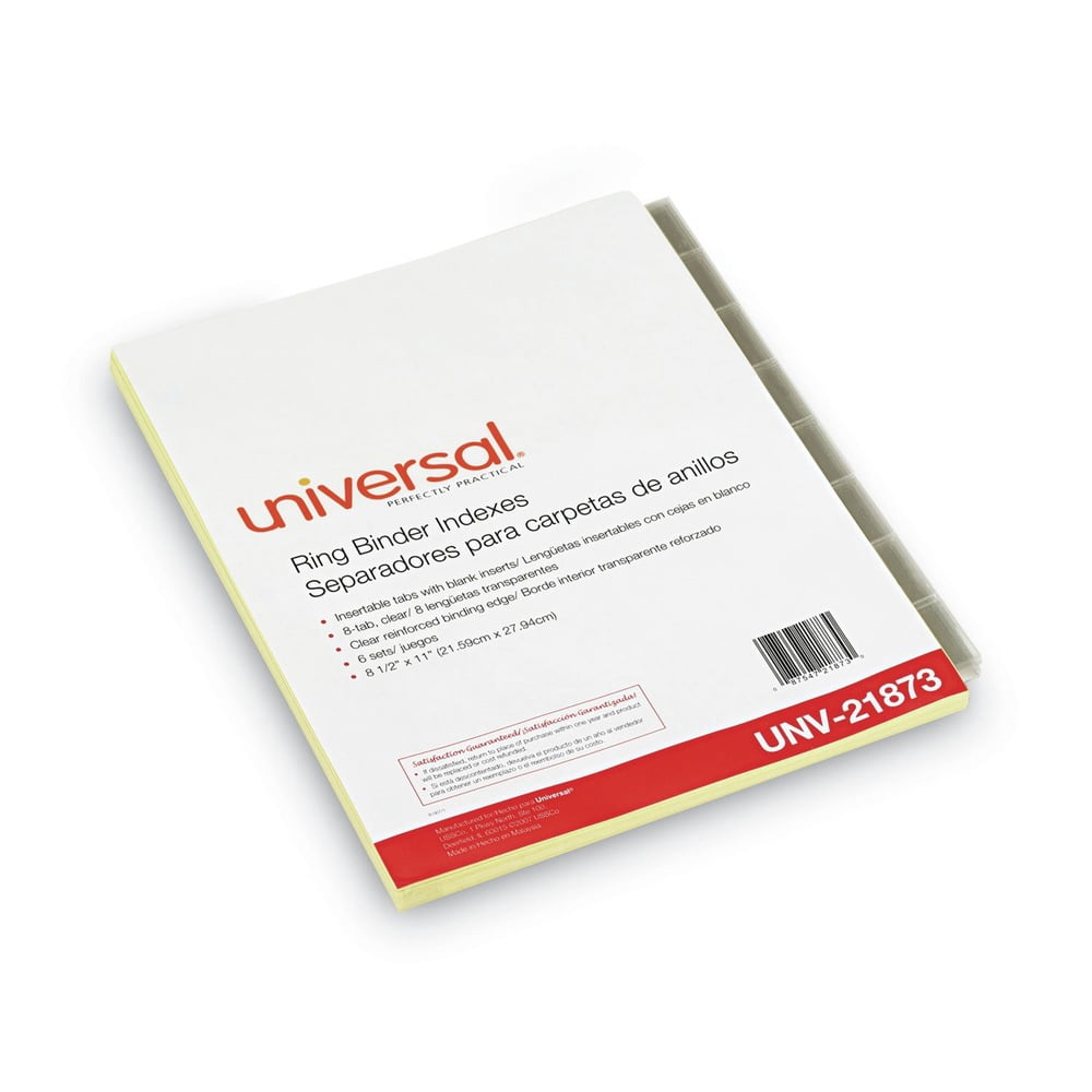 Universal UNV21873 11 in. x 8.5 in. 8-Tab Insertable Tab Index - Buff, Clear Tabs (6/Pack)