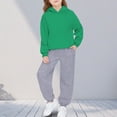 thumbnail image 2 of Zpanxa Girls 2 Piece Outfits Light Blue Hoodie and Black Jogger Pants Set Colorblock Casual Sportswear for Boys Girls Kids Green 3 Years, 2 of 9