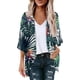 thumbnail image 2 of ICHUANYI Clearance Women's Summer Floral Print Puff Sleeve Cardigan Loose Cover Up Casual Blouse Summer Trendy Tops(Army Green, M) ICHUANYI WER2023080707228, 2 of 4