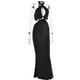 thumbnail image 4 of Vestido ajustado ahuecado Sexy Ygjytge color sólido cuello redondo traje de vacaciones Negro T S para Mujer, 4 of 9