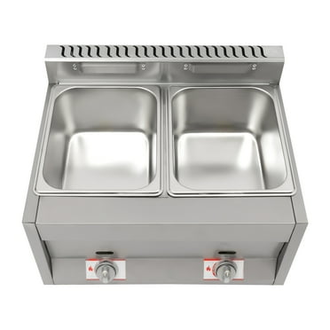 Dwellnix 2-Well Gas Food Heater Pot with 6L Capacity Each, Adjustable Temperature 50-380°C, Stainless Steel for Catering, Buffets, and Food Service