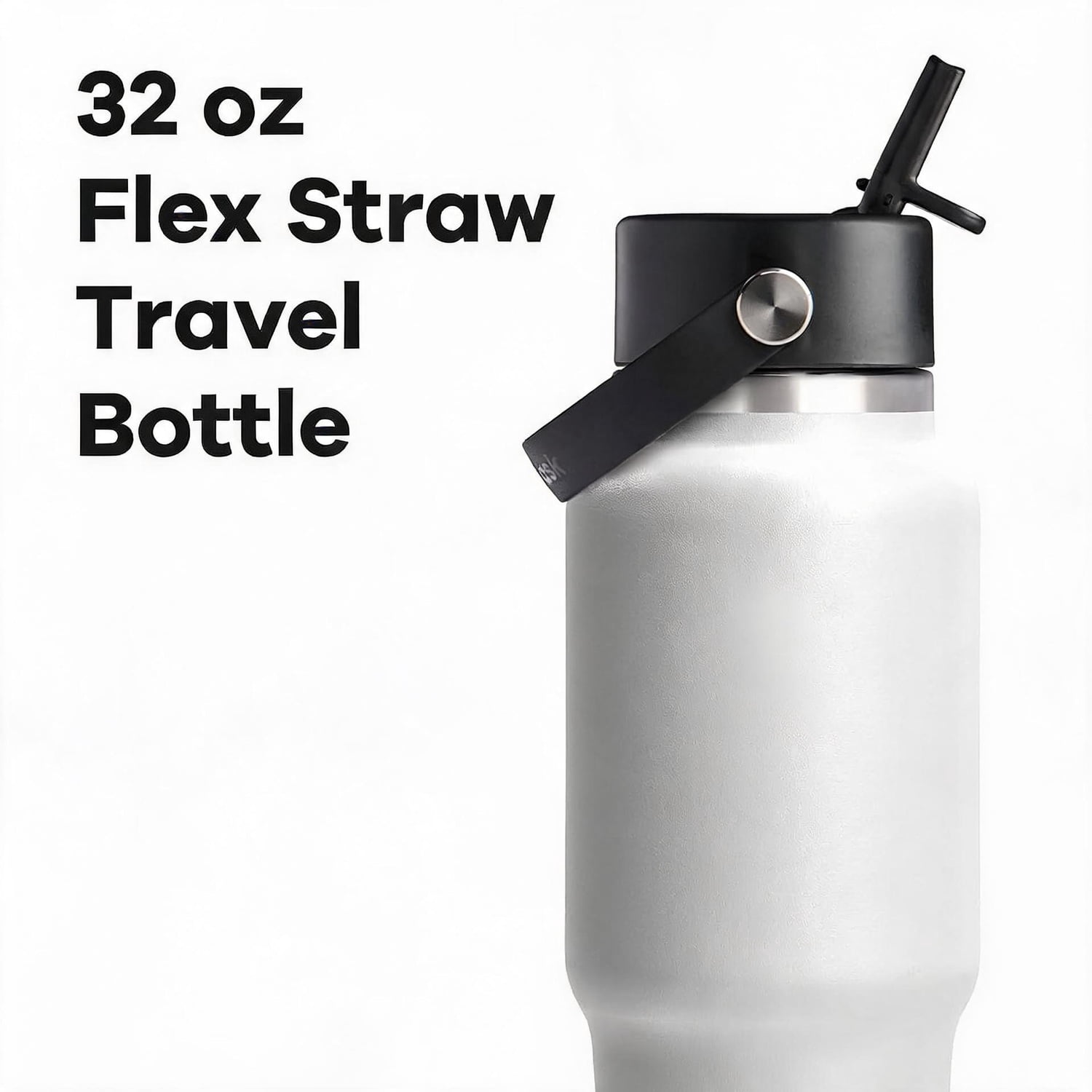 Insulated Stainless Steel Travel Water Bottle with Wide Straw Lid and Non-Spill Leakproof Design 32 Oz White