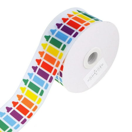 5319 Wax Ribbon - Colorful Crayons White Grosgrain Ribbon, 1-1/2-Inch, 3-Yard