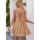 thumbnail image 3 of Cismea - Mini Vestido de Verano con Volantes Florales para Mujer, sin Mangas, con Lazo en El Hombro, LíNea Acampanada, Vestidos Cortos, Vestidos de Playa（Amarillo） Cismea falda, 3 of 3