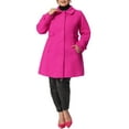 thumbnail image 3 of Agnes Orinda Women's Plus Size Coats Single Breasted Trench Jacket Winter Long Peacoats 2X Hot Pink, 3 of 8