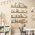 thumbnail image 2 of 34Inch Nursery Bookshelves,Set of 4,Wall Floating Shelf Kids Coat Rack with 6Hooks,Hanging Book Shelf for Baby Nursery Room Décor， Patent Number: 29958098(Burlywood, 34), 2 of 7