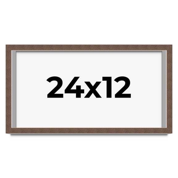 24x12 Shadow Box Frame Brown | 1.125 inches Deep Real Wood Rustic Shadowbox Display Frame | UV