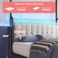 thumbnail image 2 of EnHomee Canopy Bed Frame Twin with Headboard Upholstered Bed Frame with 2 Storage Drawers & LED Lights & Charging Station & 4 Removable Posts,Grey, 2 of 9
