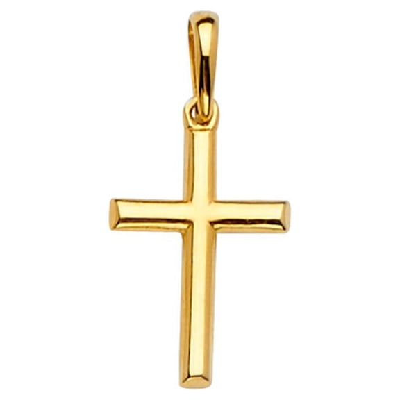 14k Yellow Gold Thin Cross Pendant for Men & Women – 0.82" Religious Charm