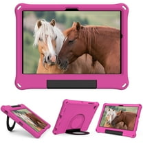 Dteck Kids Case for Samsung Galaxy Tab A8 10.5 inch 2022 SM-X200/SM-X205/SM-X207, Lightweight EVA Kids Friendly Shockproof 360 Rotating Grip Handle Folding Stand Cover - Rose