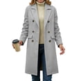thumbnail image 5 of Duqingm Womens Winter Coats Women Oversized Long Winter Coats Warm Wool Blend Pea Trench Coat Overcoat Light Gray,L, 5 of 6