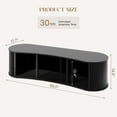 thumbnail image 2 of Fluted TV Stand with Storage Cabinet, 59″ Media Console with Sliding Tambour Door, Mid Century Modern Entertainment Center for Living Room, Oval Light Wood TV Stand for Bedroom, Black, 2 of 9