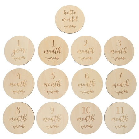 

13Pcs Baby Monthly Cards Baby Announcement Cards Monthly Wooden Cards (Wood Color)