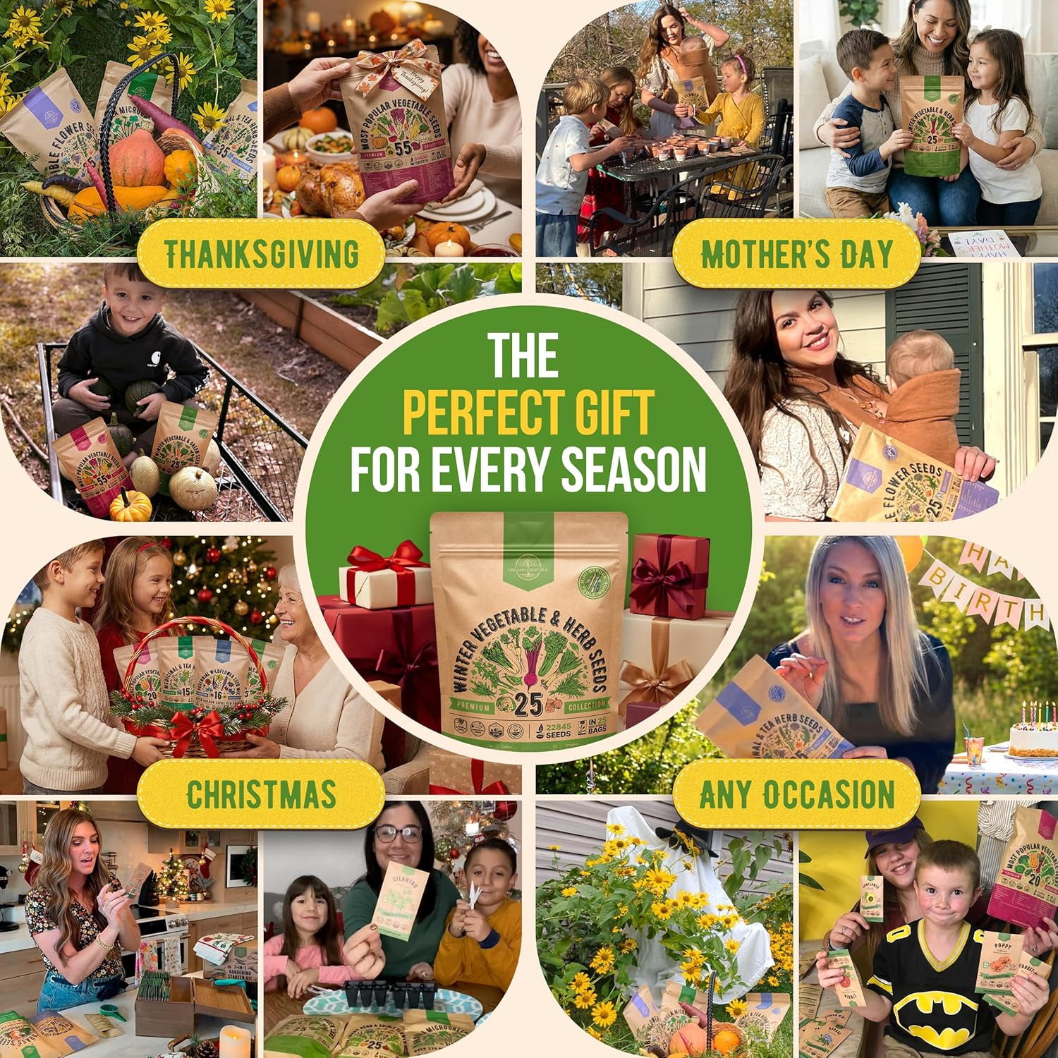 25 Winter Vegetable & Herb Garden Seed Variety Pack - 22,845+ Non-GMO Heirloom Seeds for Gardening