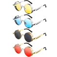 thumbnail image 1 of Gafas de sol Weewooday retro redondas steampunk con montura metálica, 4 pares, 1 of 7