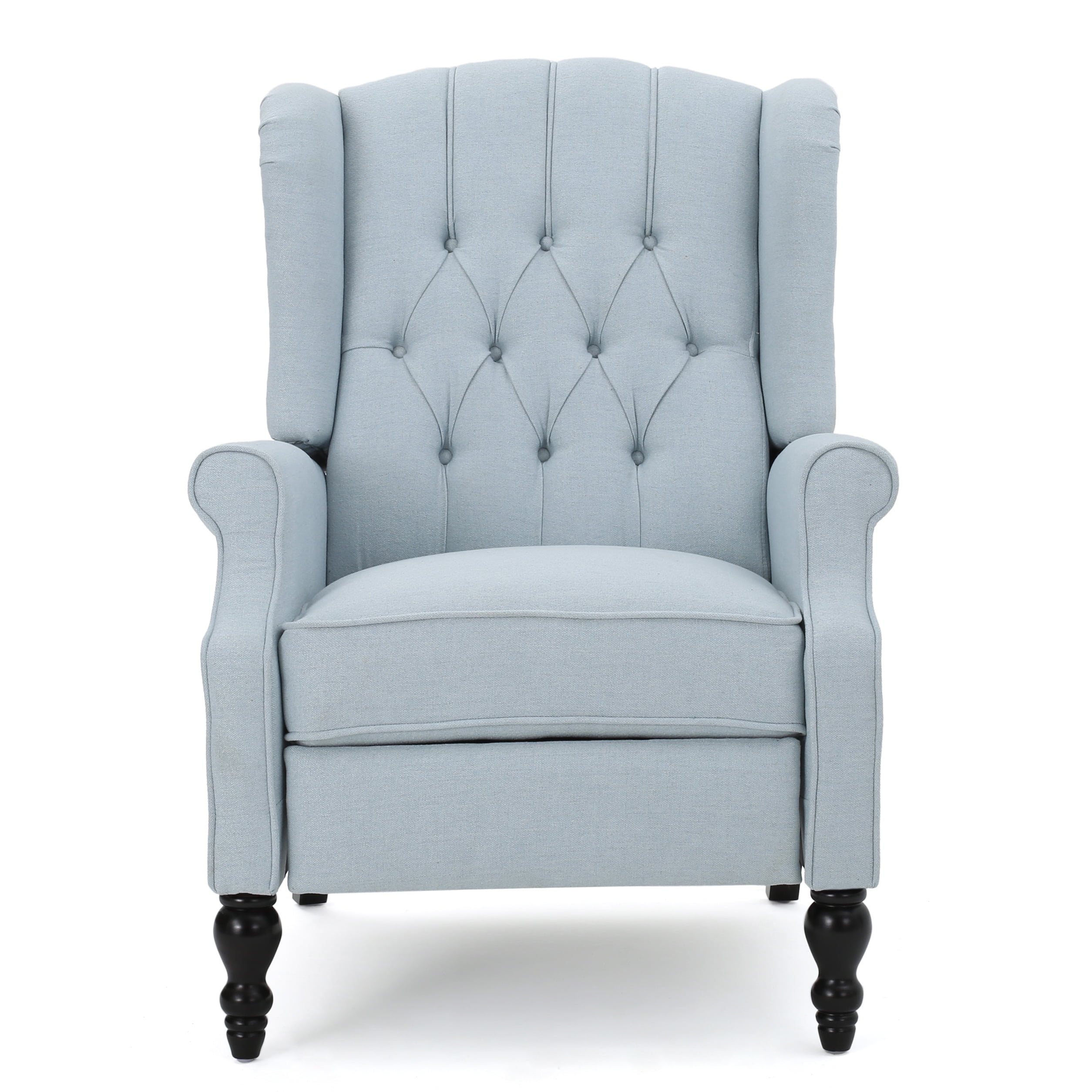 Noble House Woodbridge Light Sky Fabric Tufted Recliner Walmart