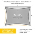 thumbnail image 5 of NAWAY Waterproof Sun Shade Sail 10'X13' Rectangular UV Resistant Rain Canopy, Curved Edges Shade Cloth for Outdoor Patio, Deck, Yard -Light Grey, 5 of 7