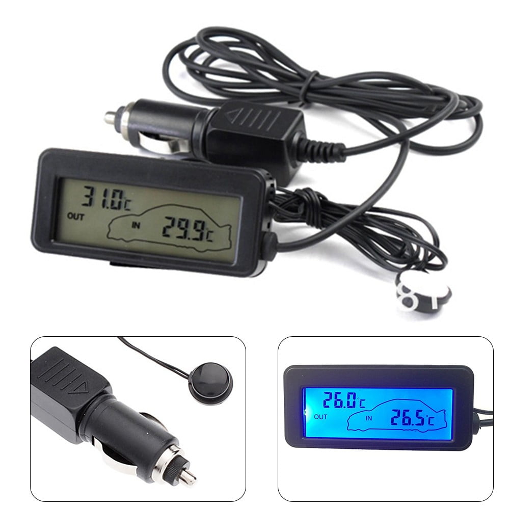 Thermometer Car Thermometer 12v Digital Backlight Lcd Car Inside and Outside  