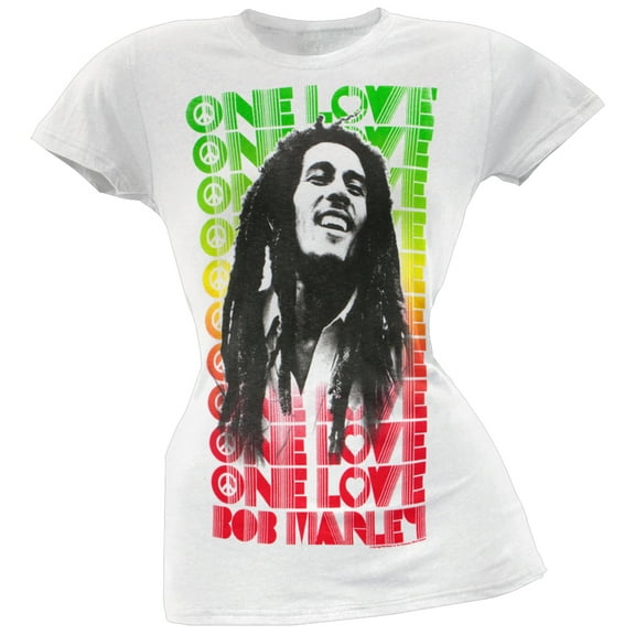 Bob Marley Women's Juniors Profile One Love Repeat Short Sleeve T Shirt