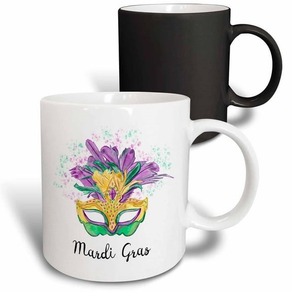 3drose, Mardi Gras New Orleans Confetti Party Celebration, 11oz Magic Transforming Mug