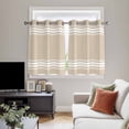 thumbnail image 5 of Beige Striped Kitchen Curtains Short 45 Inch Length, Farmhouse Luxurious White Stripes Modern Abstract Art Bedroom Living Room Curtains, Light Filtering Cafe Curtain Drapes 2 Panels Set 84''x45'', 5 of 9