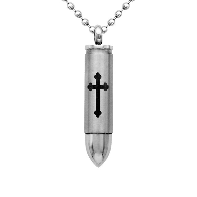 1x colgante de urna de cenizas de cremación de balas de acero inoxidable Memorial Plata Sunnimix Collar con colgante de bala