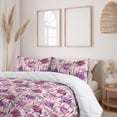 thumbnail image 2 of Ambesonne Flowers Boho Down Alternative Quilt Comforter, Wild Meadow Blossoms, Full, Soft Pink and Dark Purple, 2 of 5