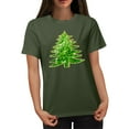 thumbnail image 4 of Tejiojio Merry Christmas Shirt for Women Letter Pattern Cute T-Shirt Leopard Plaid Tree Casual Graphic Print Funny Crewneck Tees Tops Green, 4 of 5