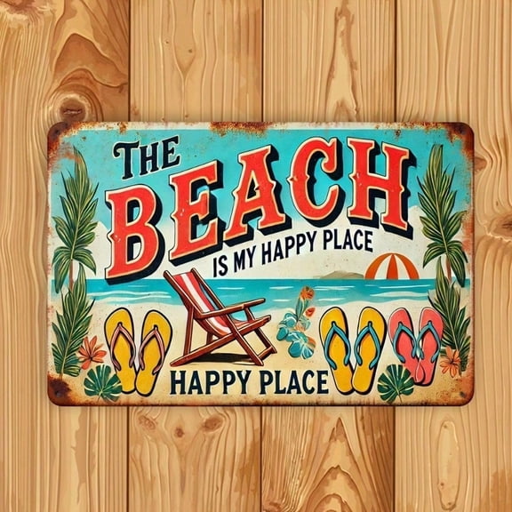 HELLOYOUNG Vintage Metal Sign Retro Beach Wall Decor 8x12 Inch Rustic Tin Sign for Bar Cafe Man Cave