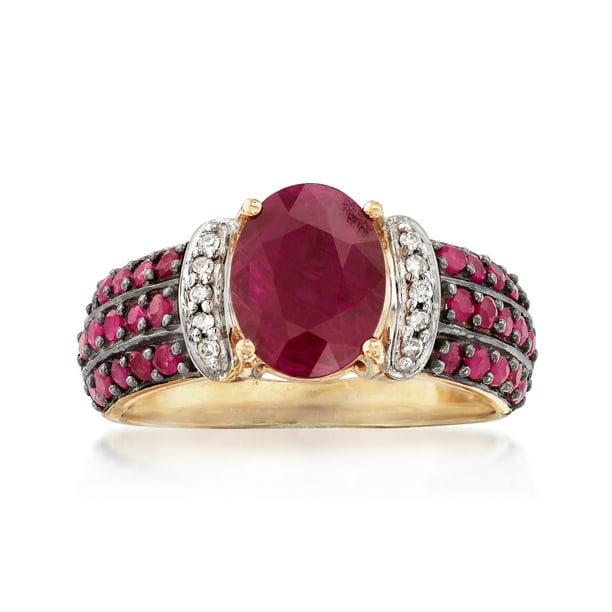 RossSimons RossSimons 2.80 ct. t.w. Ruby Ring With Diamond Accents in 14kt Yellow Gold