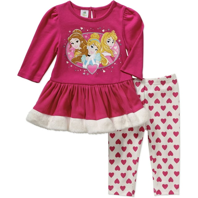 Disney Princess Newborn Baby Girl Tulle Trim Dress & Tights Outfit Set ...