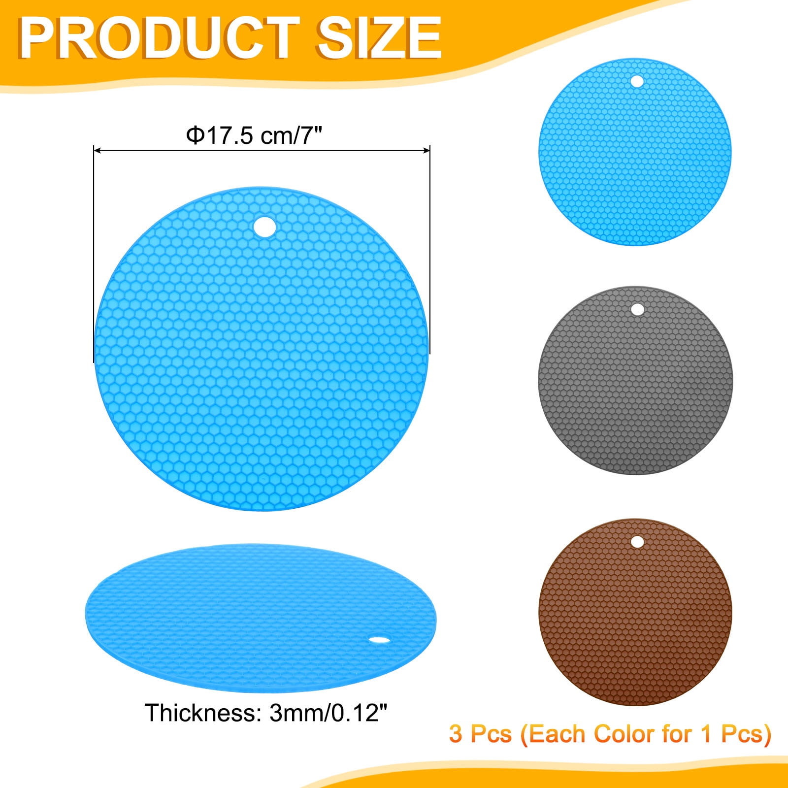 Unique Bargains Non-Slip Silicone Jar Opener Pads Texture Can Opener Brown, Gray, Blue