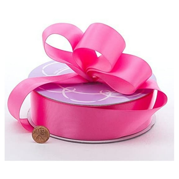 1.5" Wide Hot Pink Double Faced Satin Ribbon - 50 Yards