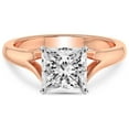 thumbnail image 4 of IGI Certified 3 Carat Princess Shape Lab Grown Diamond Engagement Ring | 14K Rose Gold | Cathedral Split Shank Solitaire Diamond Ring | FG-VS1-VS2 Quality Friendly Diamonds, 4 of 6