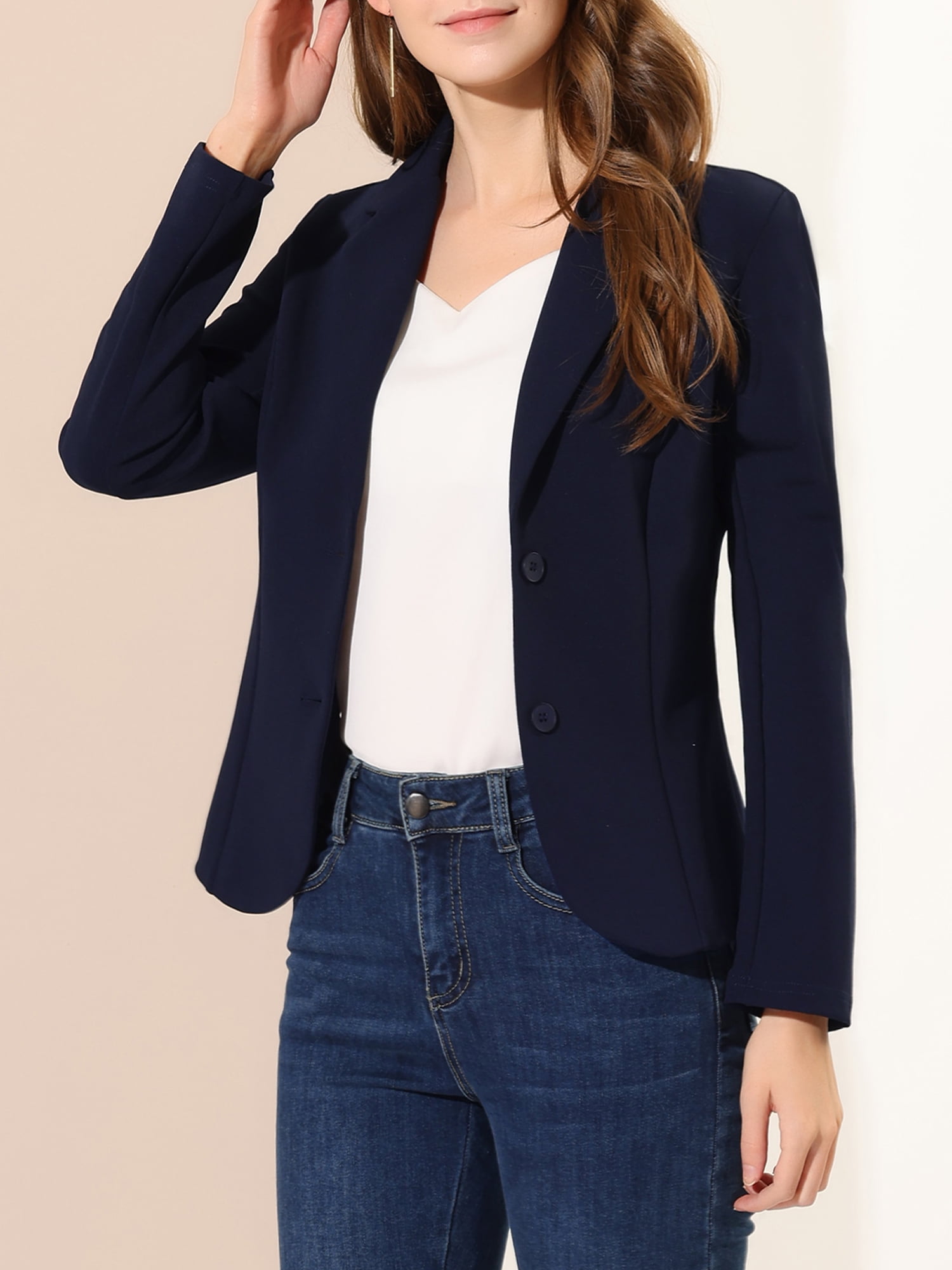 Allegra K Women's Work Office Lapel Collar Strectchy Jacket Suit Blazer 