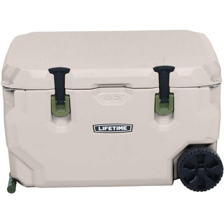 Lifetime Products 65 Quart High Performance Cooler w/ Wheels, Pumice/Blue