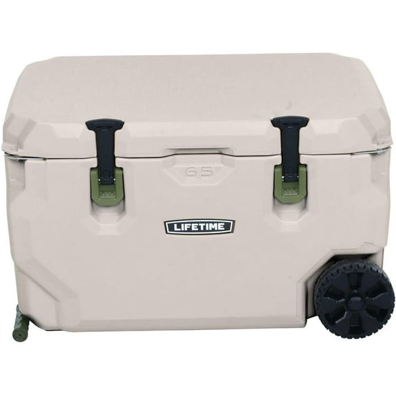 Lifetime Products 65 Quart High Performance Cooler w/ Wheels, Pumice/Blue