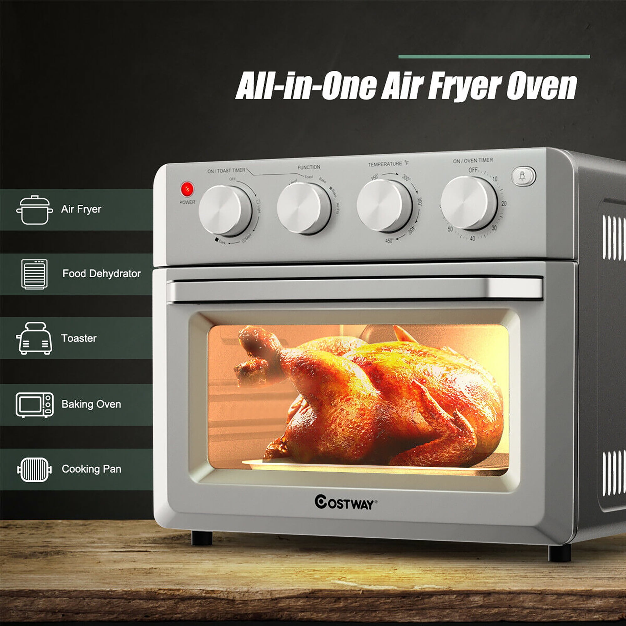 AUMATE T05712A-AL 7-in-1 Toaster Oven Air Fryer Convection Combo 19qt 1550w  SS