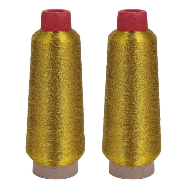 2X Hilos de Bordado de Puntada de de Computadora 3000M de Hilo de Coser Hilo Metalico Textil de Bordado Tejido Dorado